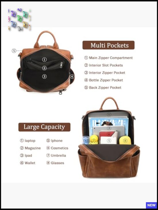 Leather Backpack Purse Women Convertible Shoulder Bag Fashion Work Travel main image 4